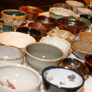 Photo of handmade soup bowls used for