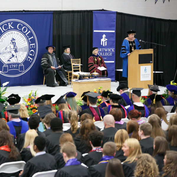 President Drugovich address the audience at Baccalaureate 2017