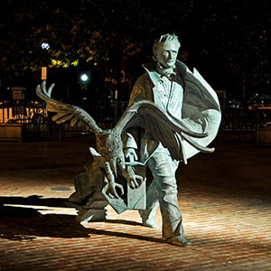 Dr. Stefanie Rocknak's sculpture, “Poe Returning to Boston”