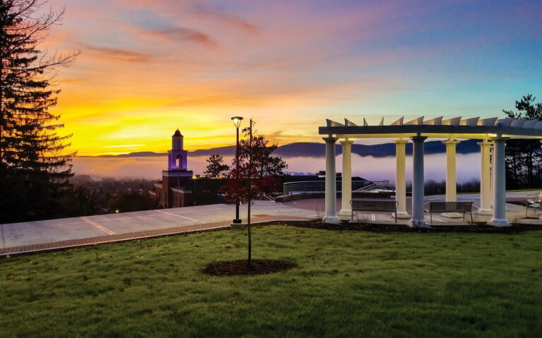 Hartwick College campus at sunrise