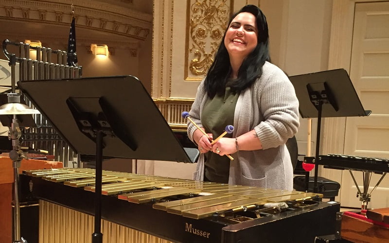 Hartwick student play xylophone at Carnegie Hall, New York, NY