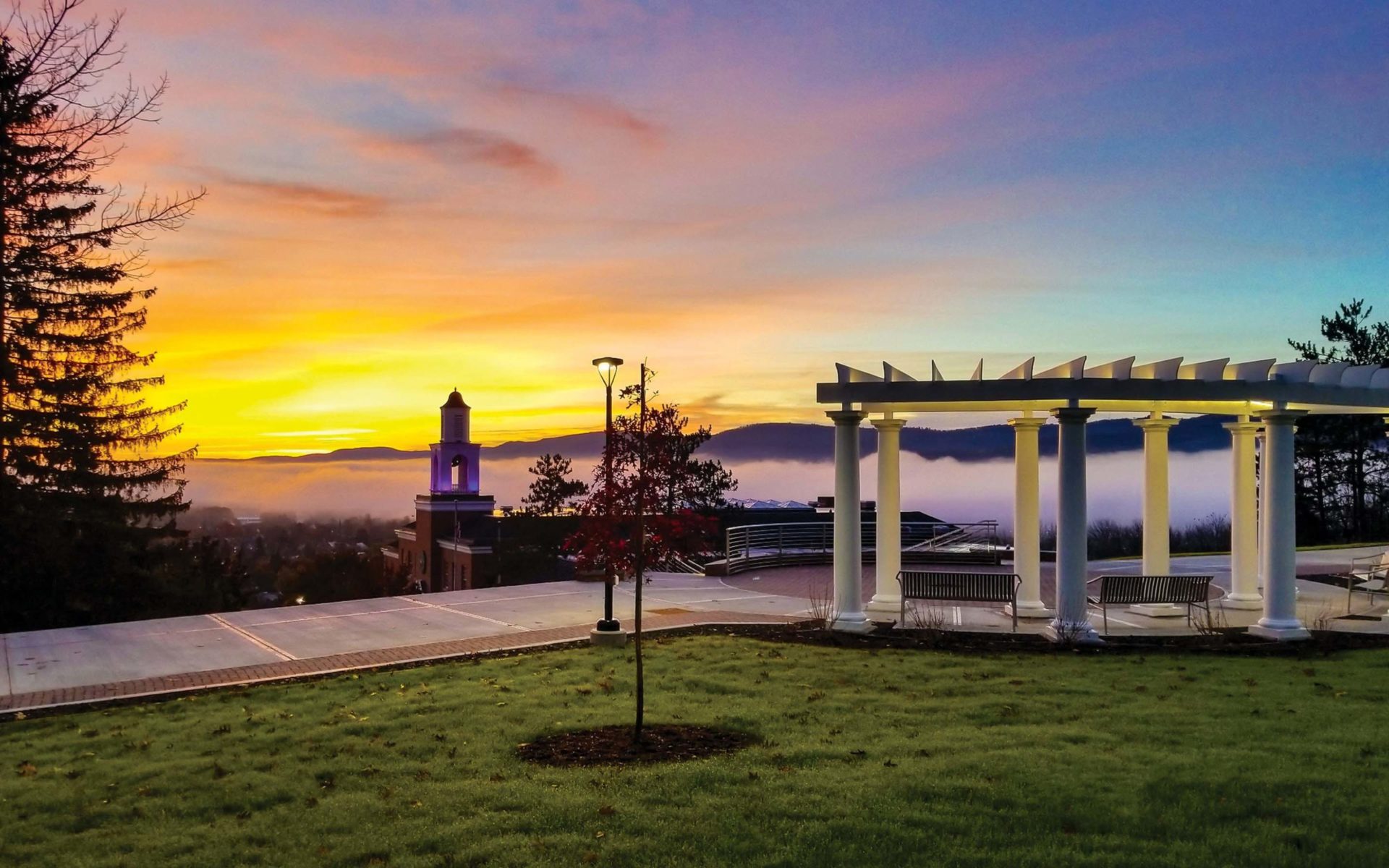 Hartwick College campus at sunrise