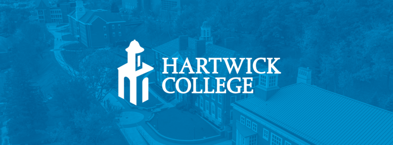 Hartwick College Logo over photo of Bresee Hall