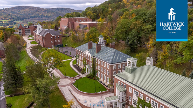 Hartwick College Zoom background photo of Founders' Way in spring