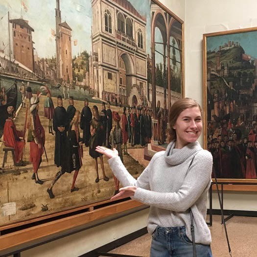Hartwick art history student in museum