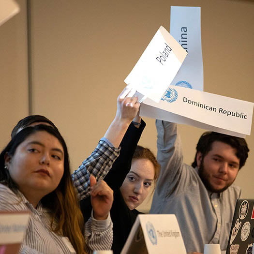 Hartwick students presenting Model UN during Showcase