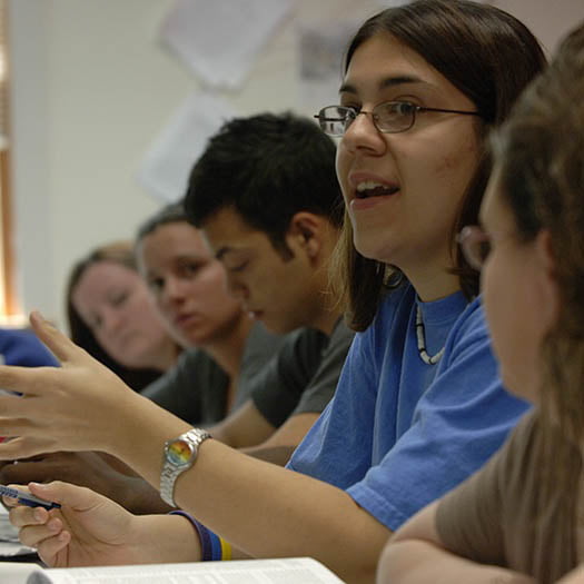 Hartwick student talking in class discussion