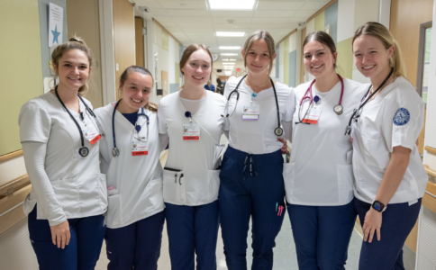 Hartwick College nursing students during clinical rotation in hospital