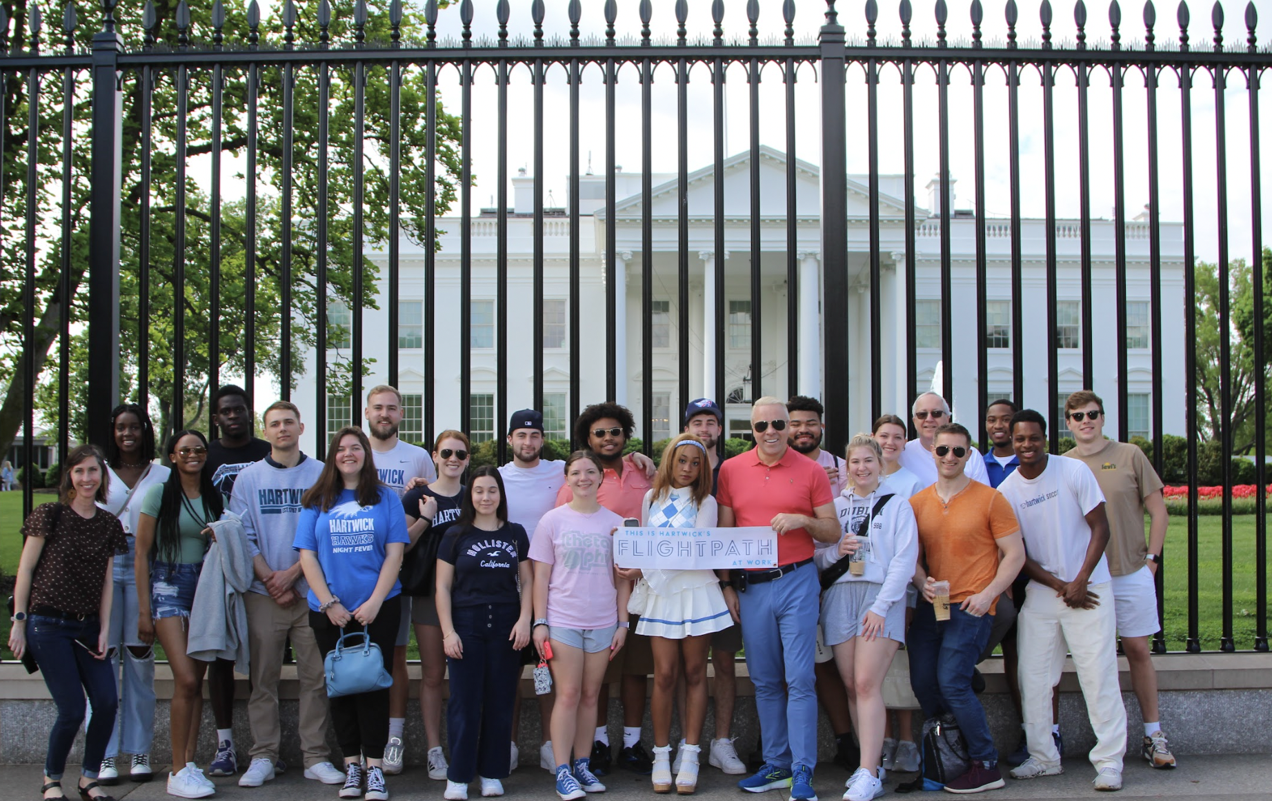 Hartwick College students, faculty and alumni in front of White House in Washington DC