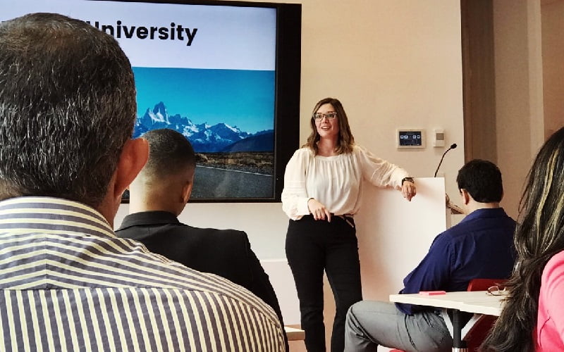 Meg Luce '14 giving presentation