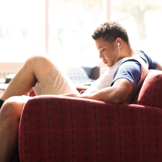 student sitting in chair