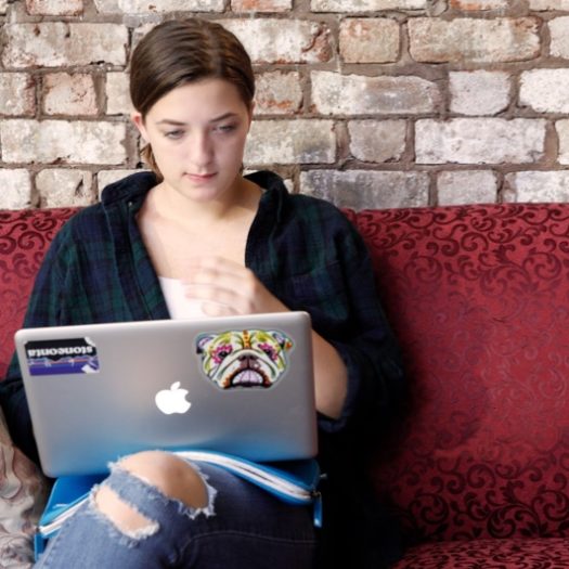Student on computer