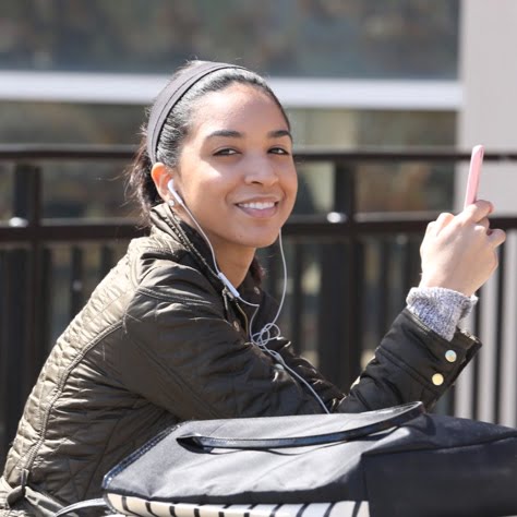 Student sitting outdoors