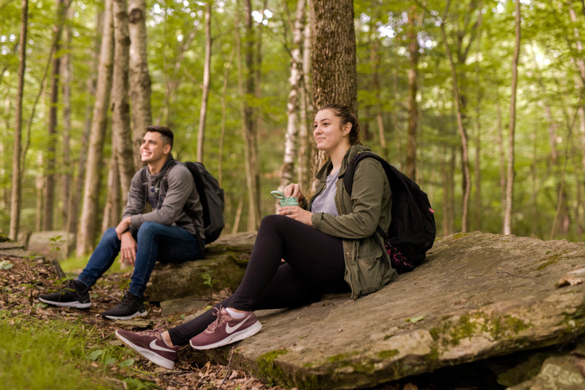 Hartwick students on hiking trail