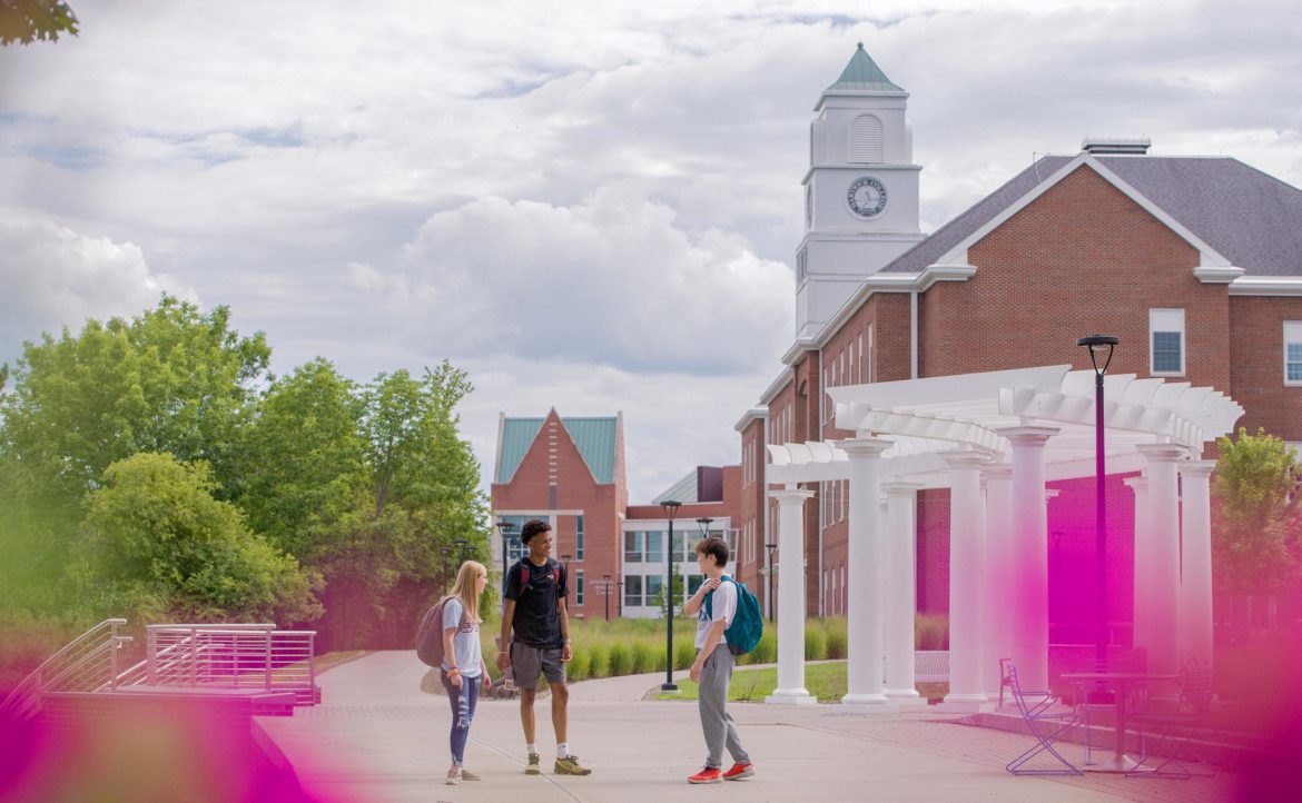 Hartwick students walking on Founders' Way