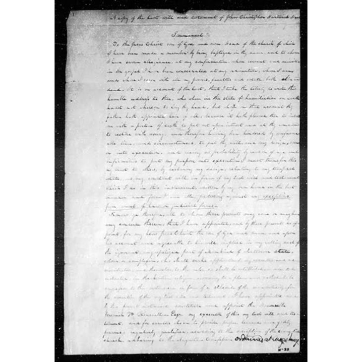 Image of John Christopher Hartwick's Will