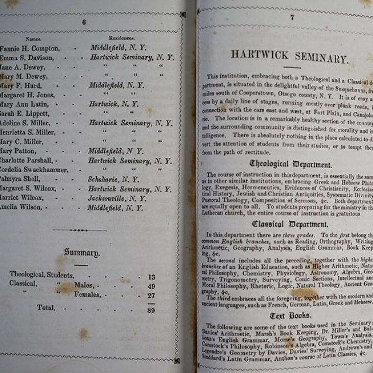 1827 Hartwick Seminary Catalog