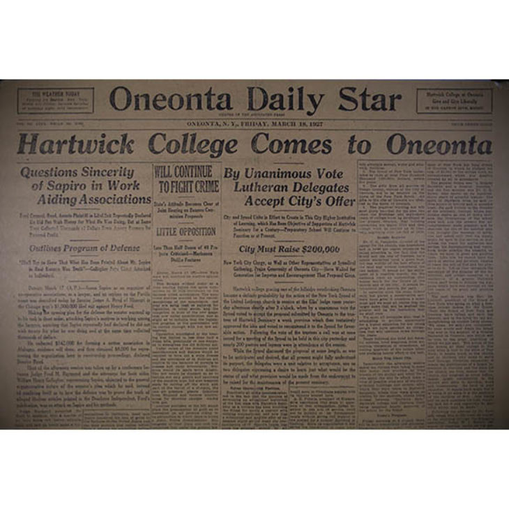 Daily Star Headline: Hartwick College Comes to Oneonta
