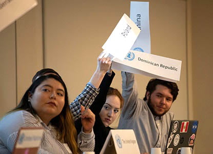 Hartwick students during Model UN session