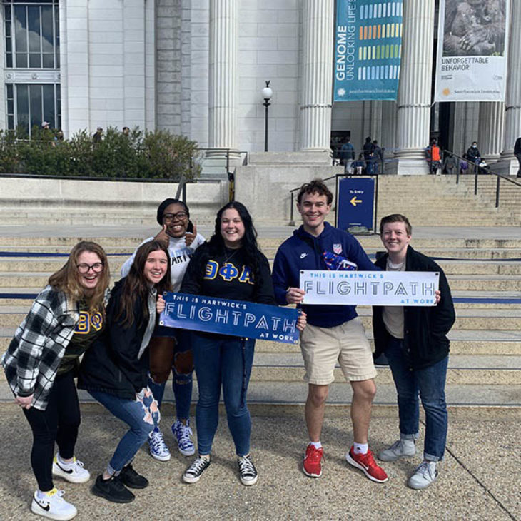 Hartwick students in Washington D.C. during Hawk Career HOP