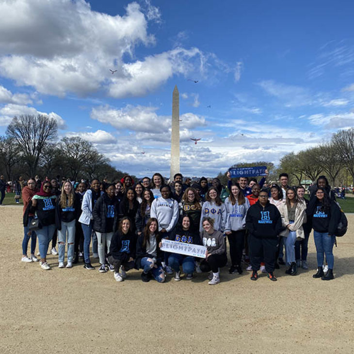 Hartwick Hawk Career HOP participants at Washington Mall