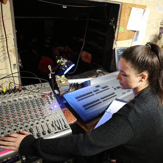 Student working soundboard