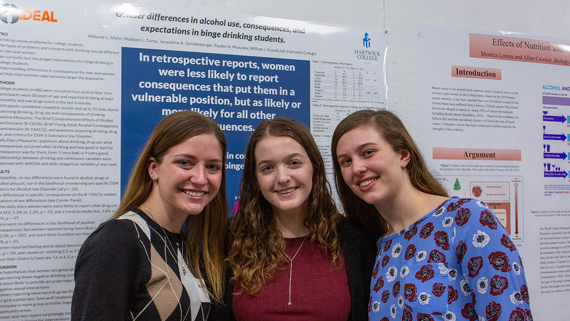 Hartwick College students during Student Showcase poster session