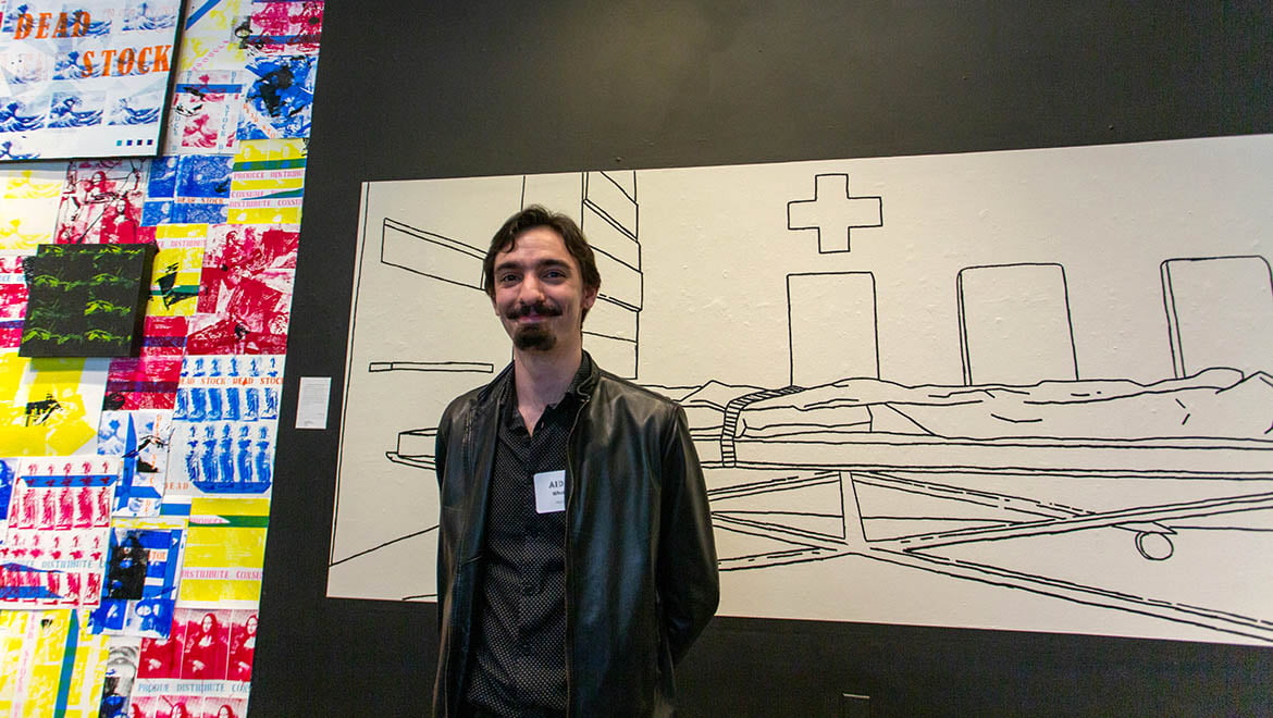 Hartwick College student presenting during Student Showcase in Foreman Gallery