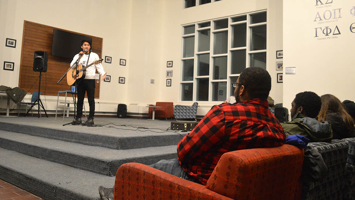 Guest performer on the stage in Stack Lounge