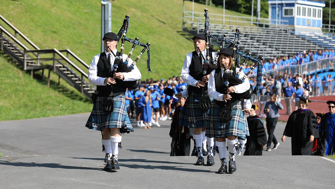 Bagpipers lead Opening Convocation