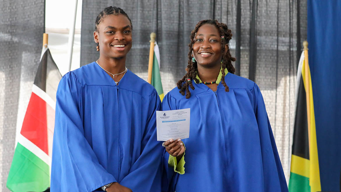 Student speakers at Opening Convocation: Pauller Musyoka ’22 and Chisomaga Emeh ’23