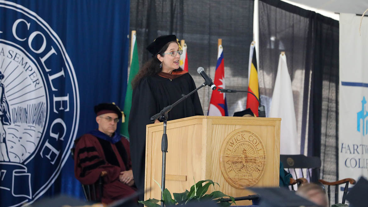 Dr. Barbara Kahl, Assistant Professor of Theatre Arts speaking at Opening Convocation