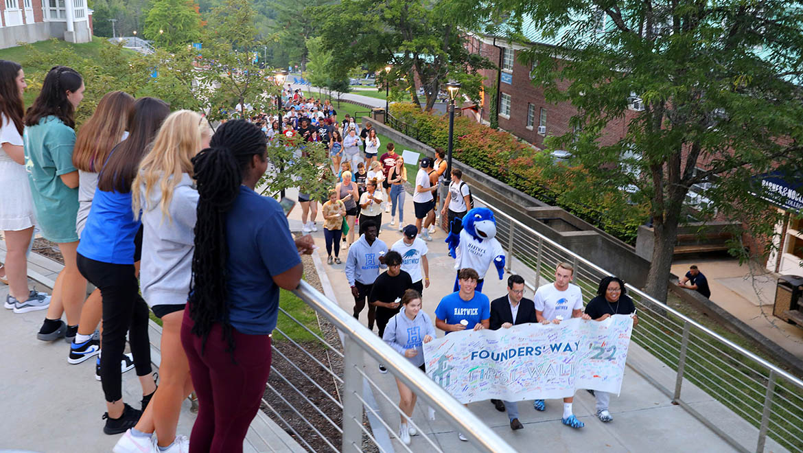 President Reisberg with Class of 2026 during First Walk to end Wick Week '22