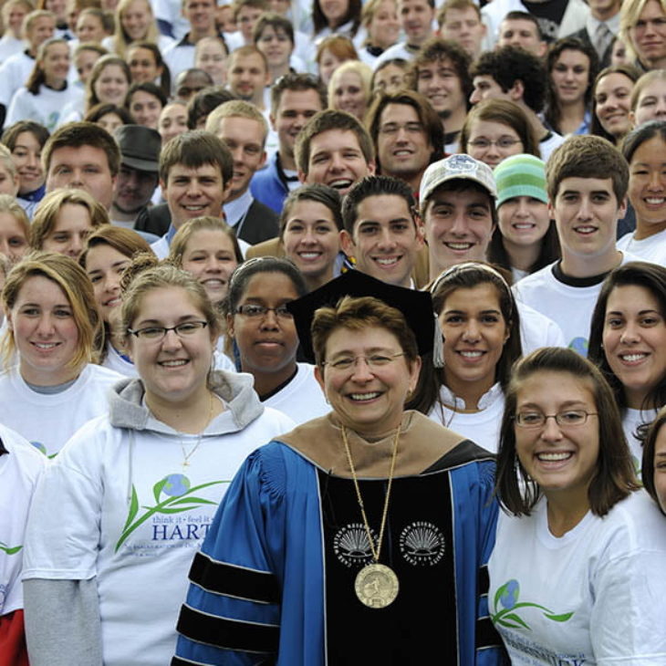 President Drugovich with Hartwick College students upon her inauguration