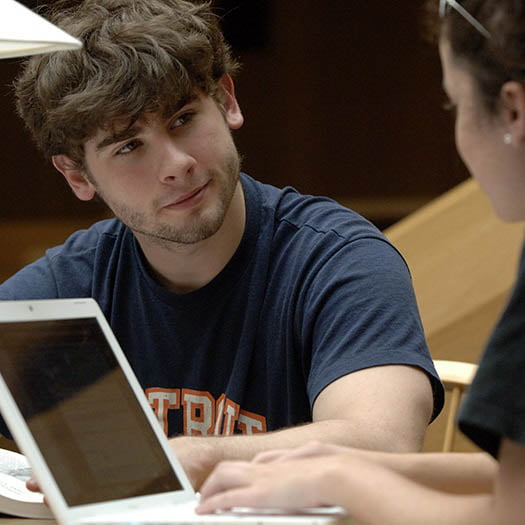 Hartwick student listening to a mentor