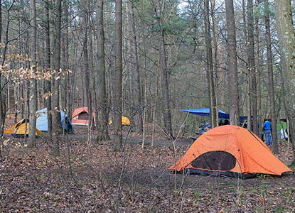 Hartwick College geology students camping in the field