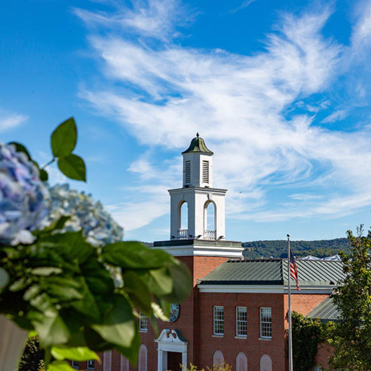 Hartwick College, Yager Hall Bell Tower and blue sky