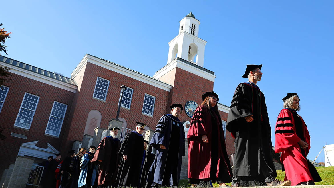 Hartwick College faculty procession during the Inauguration of President Darren Reisberg