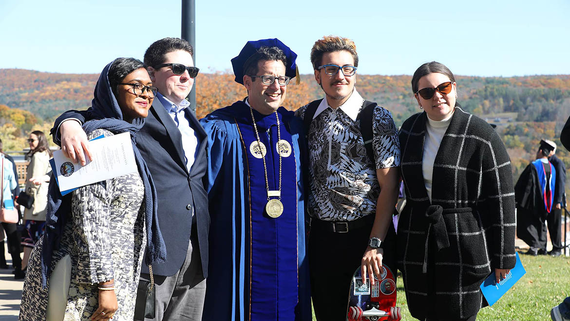 President Reisberg with Hartwick College student government leadership