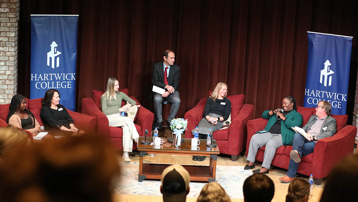 Hartwick College faculty, staff and student panelists during discussion: Bridging the U.S. Rural and Urban Divide: Hartwick College Takes on the Challenge