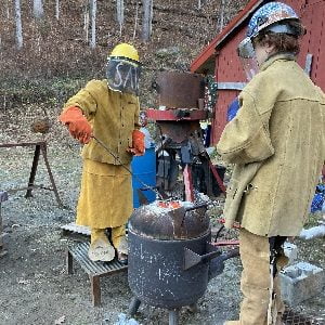 Hartwick art students metal casting