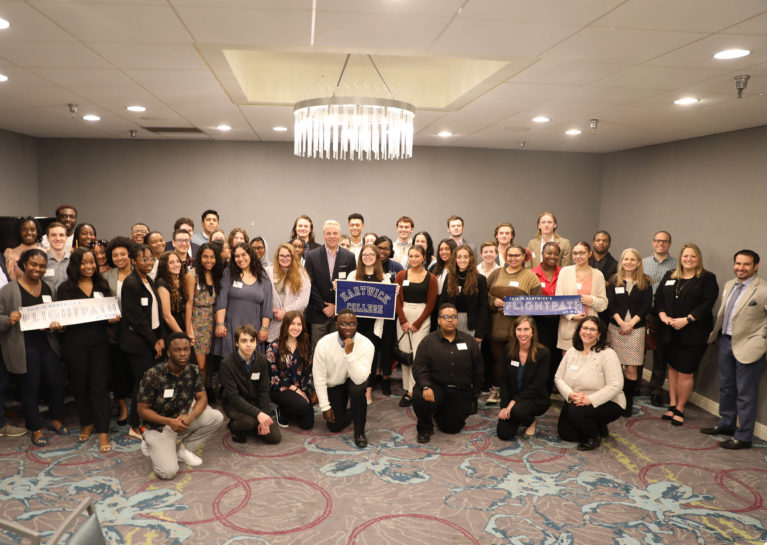 Hartwick College students and alumni during Career HOP program