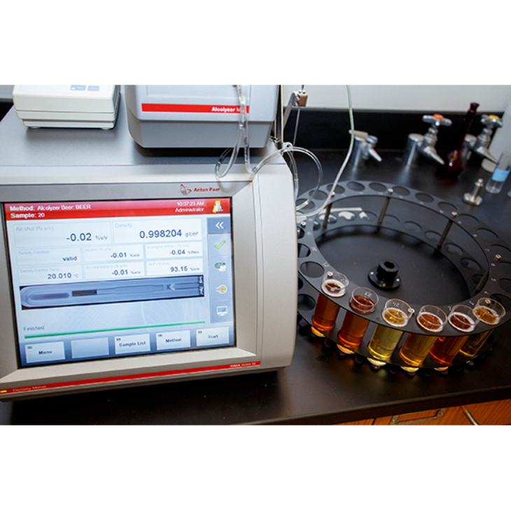 Testing equipment with craft beer sample