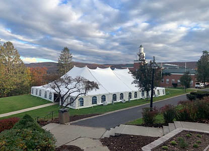 Hartwick College Event Tent on Frisbee Field at Hartwick College