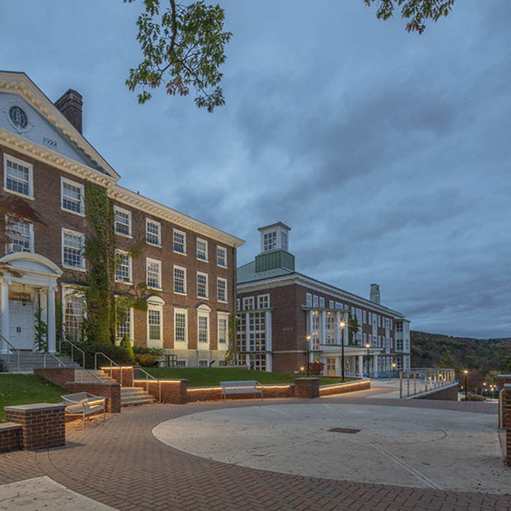Hartwick College Bresee Hall at dusk