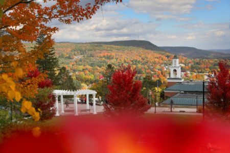 View of Yager Hall and Founders' Way on the Hartwick College campus