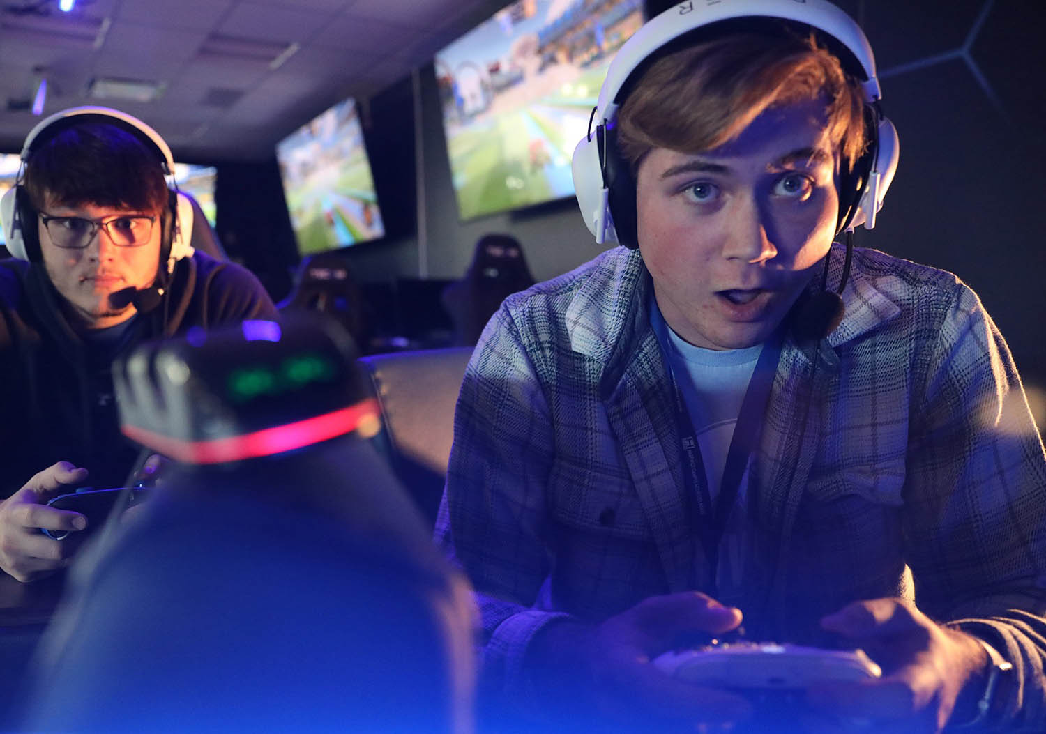 Hartwick College students testing video games.