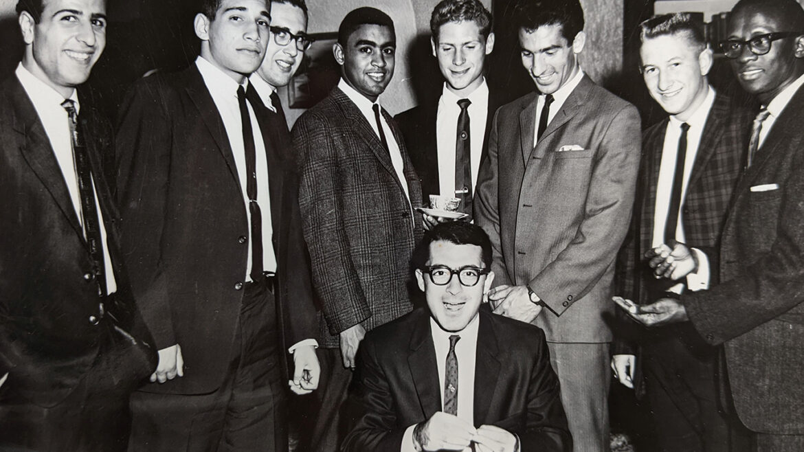 Hartwick College President Binder in 1964 with soccer team