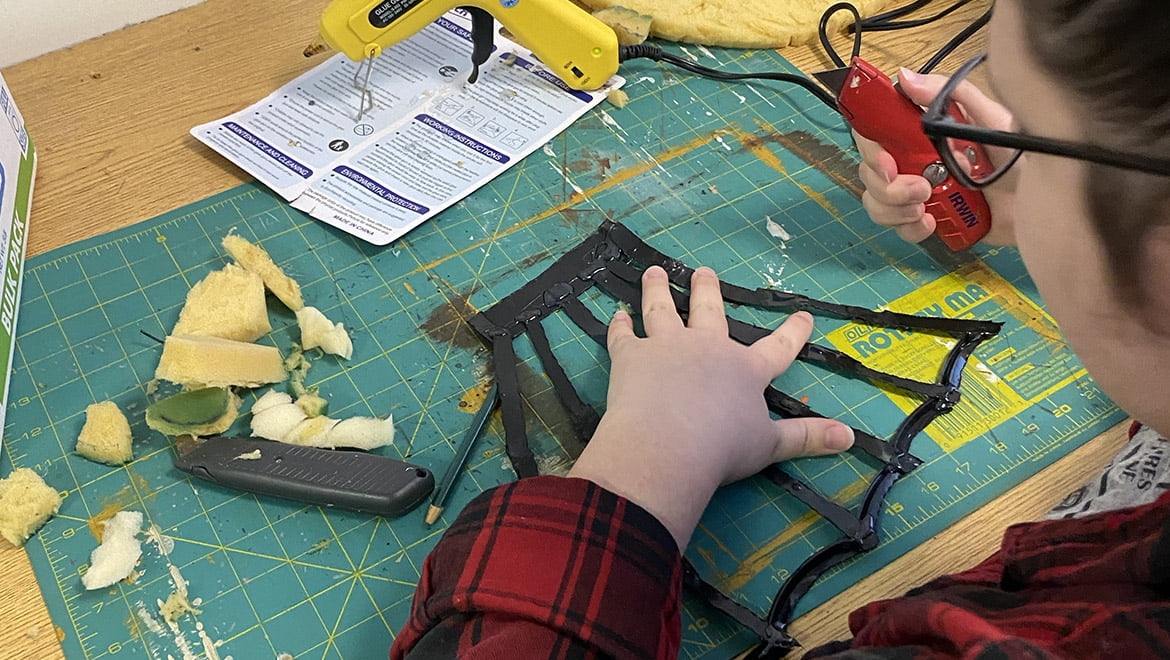 Hartwick College costume design work in studio