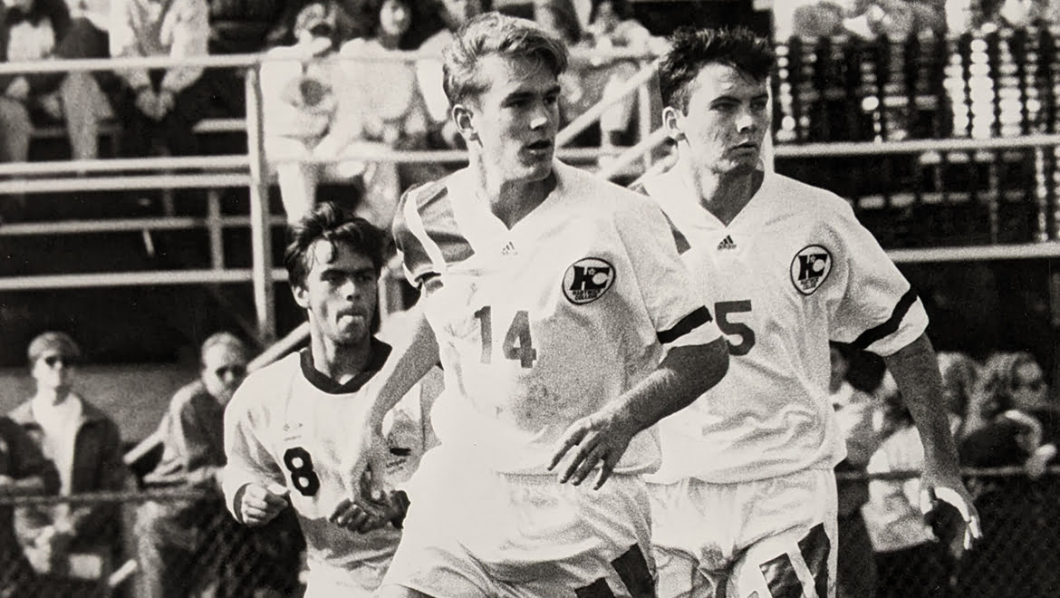 1995 Hartwick College soccer team players during a game
